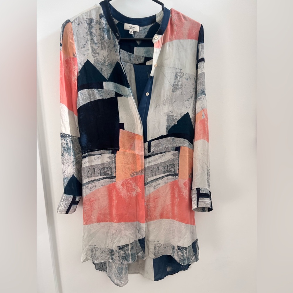 Wilfred 100% Silk Bossut Tunic Shift Dress